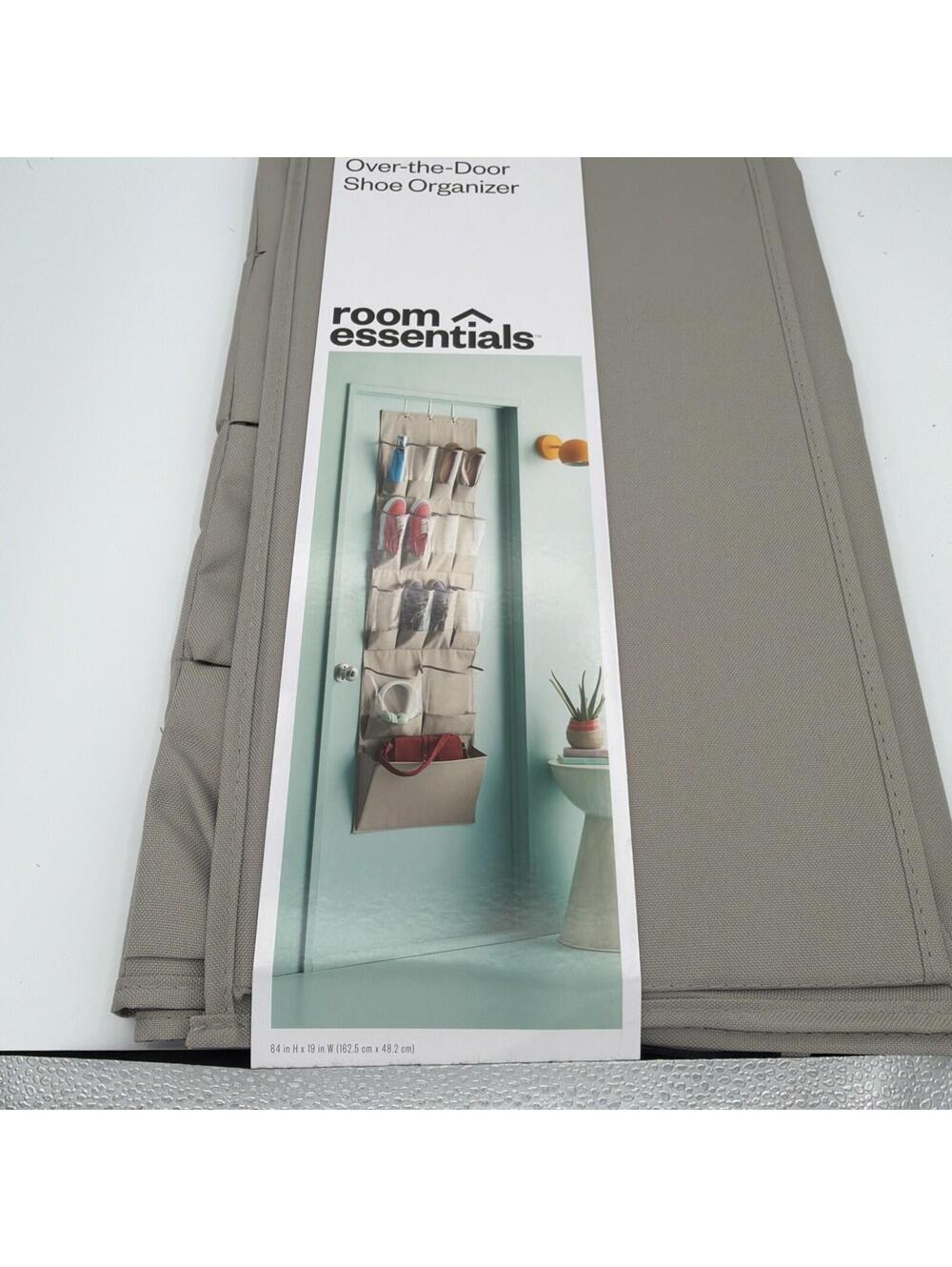 Room Essentials Shoe Organizer Over-the-Door, 15 Pockets, Gray